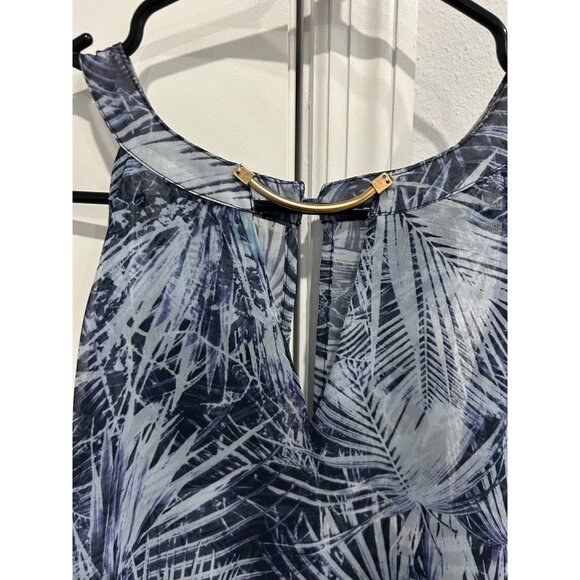 Guess Womens Sleeveless Palm Leaf Print Halter Top Blue Sz Large Flowy Boho NEW - Picture 4 of 11